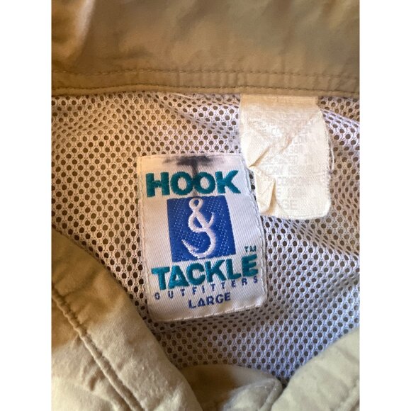 Hook & Tackle Mens Beige Short Sleeve Fishing Shirt Size L - Picture 3 of 4